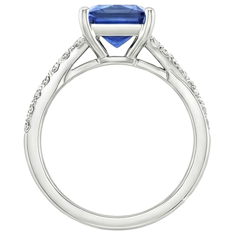 vero princess zaffiro 3.75carati anello su bianco