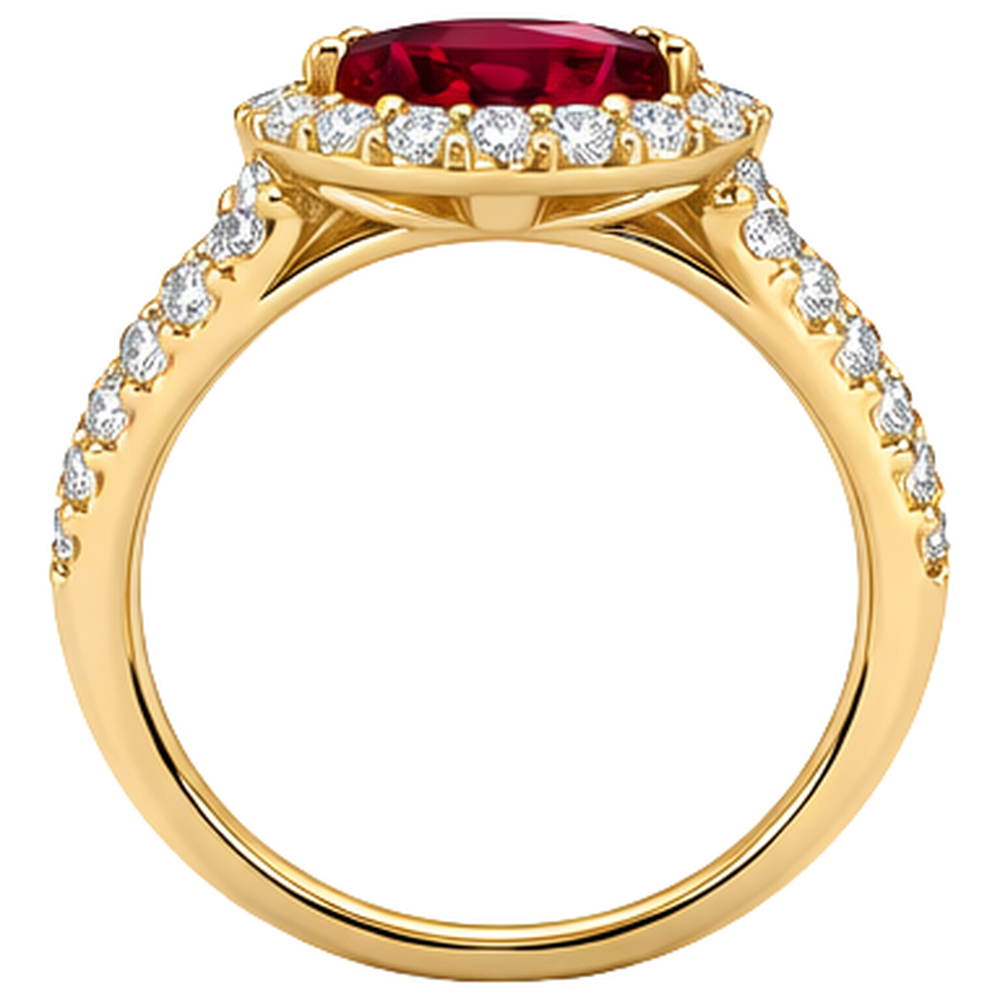 Anello da donna con rubino taglio marquise rosso e diamante 3.50 carati in oro giallo 14K