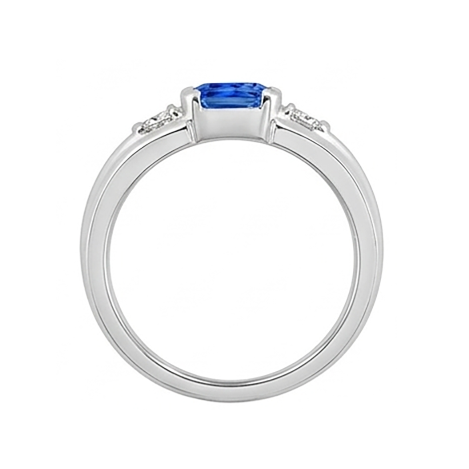 Anello da uomo con pietre preziose Princess Diamond Gold Bar Set Zaffiro blu 1,75 ct