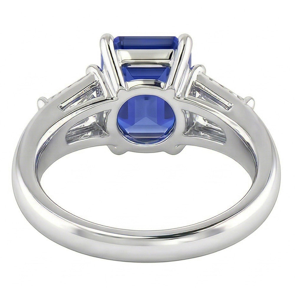Anello di Fidanzamento Con Smeraldo Blu Zaffiro Oro 14K