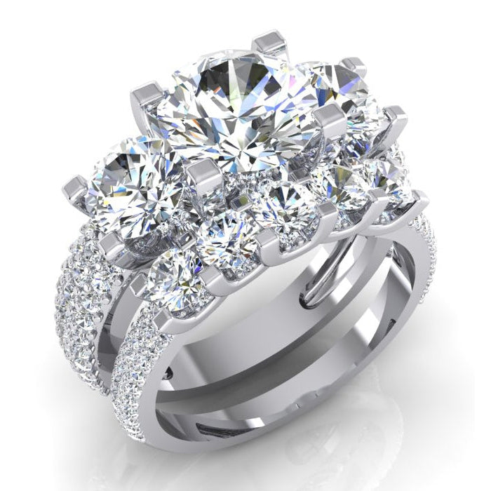Anello di Fidanzamento Pavé Diamanti Oro Bianco 4.11 Carati 14K