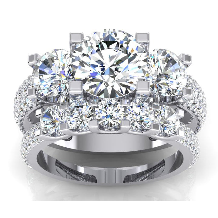Anello di Fidanzamento Pavé Diamanti Oro Bianco 4.11 Carati 14K