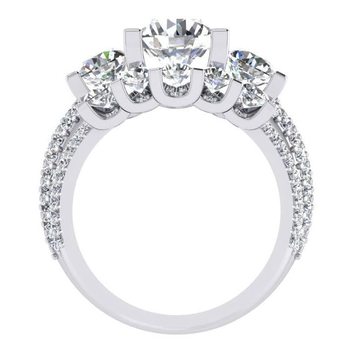 Anello di Fidanzamento Pavé Diamanti Oro Bianco 4.11 Carati 14K