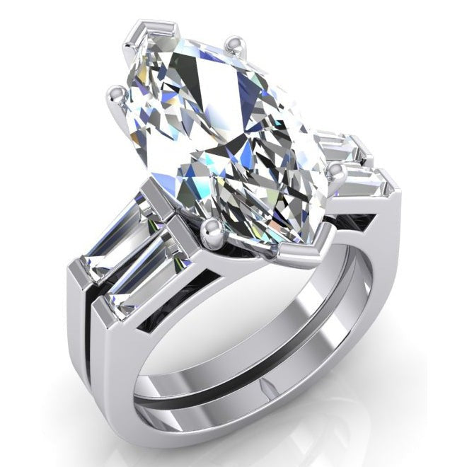 Anello di Fidanzamento con Diamante Marquise Taglio 3.50 ct.