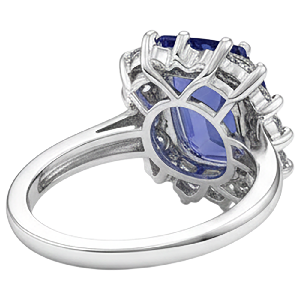 vero round tanzanite 4.30carati anello su bianco