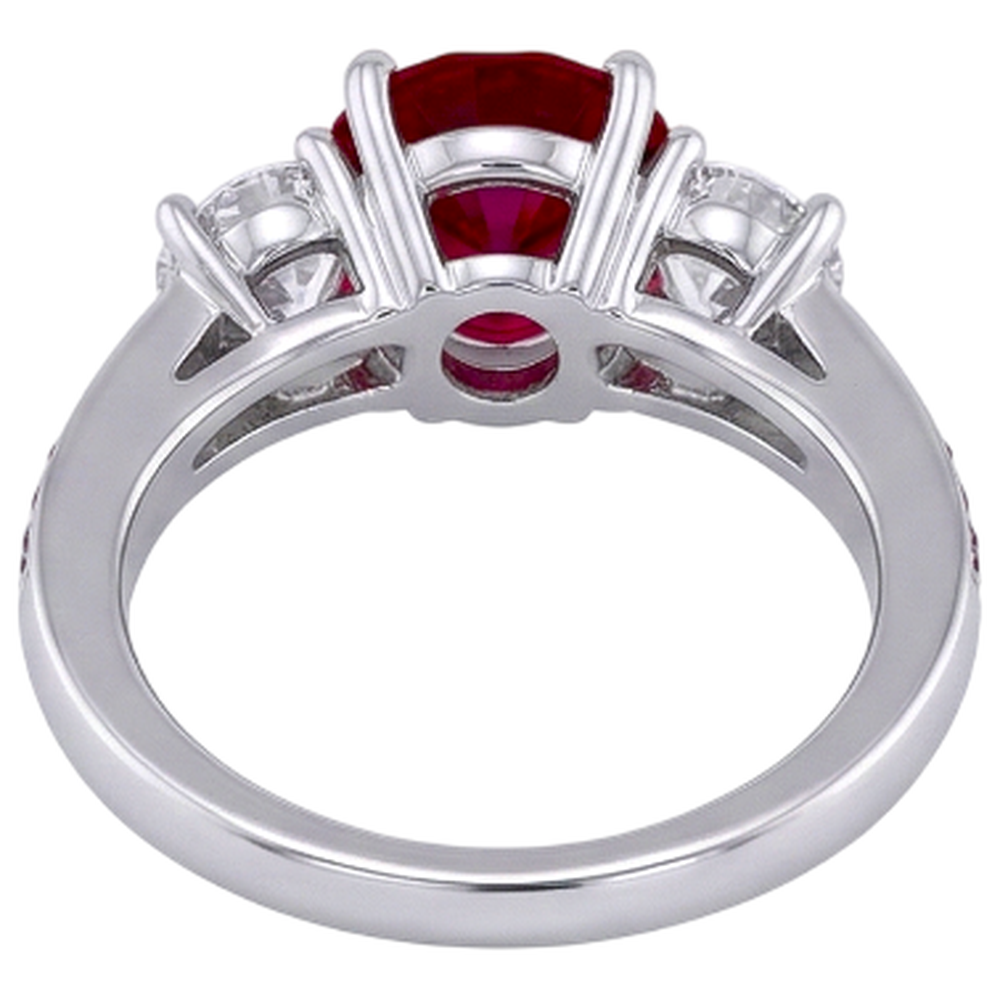 Anello di diamanti da 1,07 carati Rubino birmano con gioielli da donna in oro bianco 14K Novità