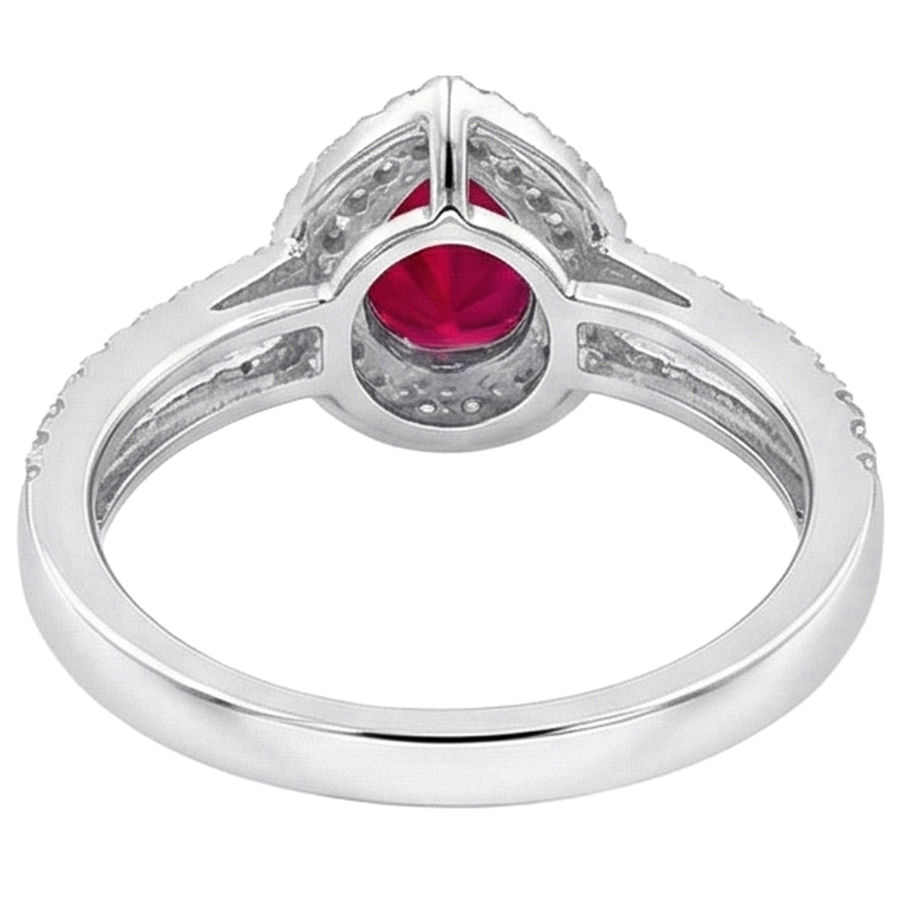 Anello di fidanzamento Halo Rubino e diamanti 4 carati Oro 14K