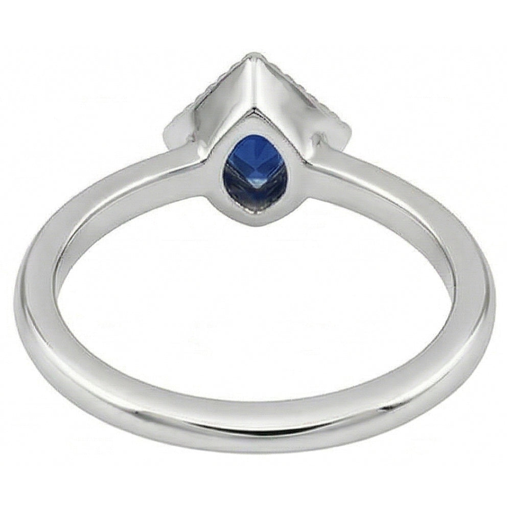 Anello di fidanzamento Halo Set di castoni trilioni Zaffiro di Ceylon 0.50 carati