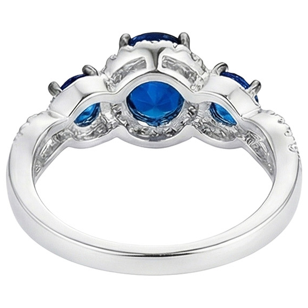 Anello di fidanzamento Halo con oro zaffiri blu 5 carati e gioielli con diamanti