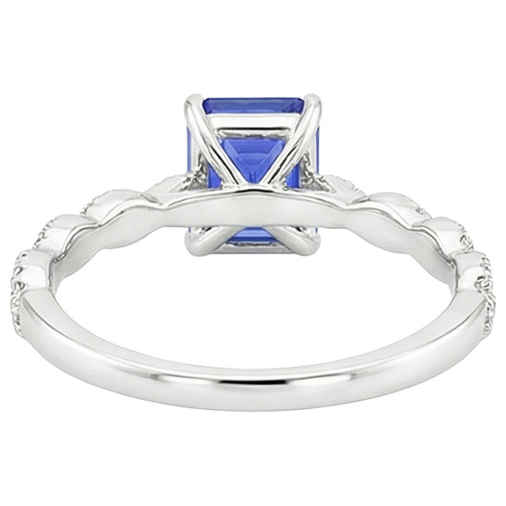 Anello di fidanzamento Twist Style con zaffiro blu da 4,50 carati e diamante