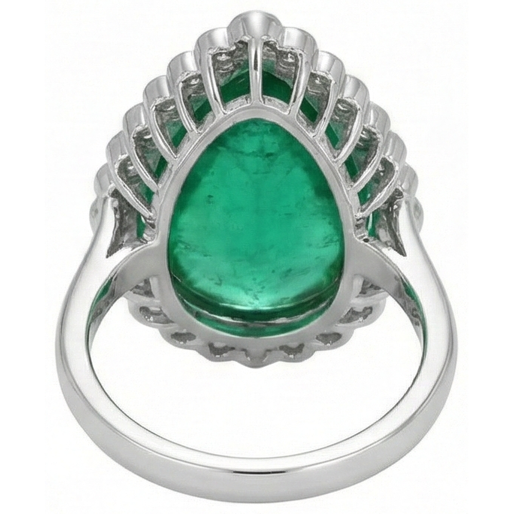 Anello di fidanzamento con Verde smeraldo taglio pera e diamante rotondo 7.75 carati