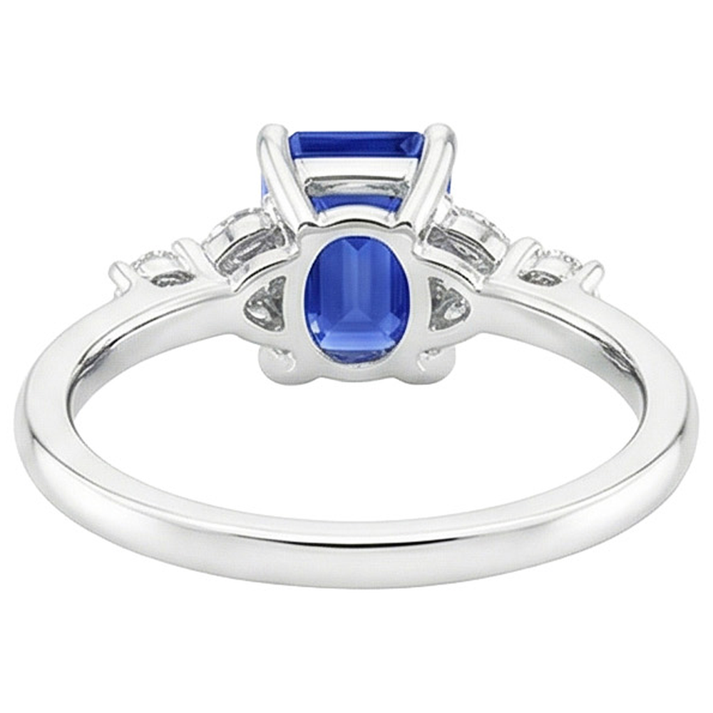 Anello di fidanzamento con accenti di zaffiro blu smeraldo e diamante 4 carati