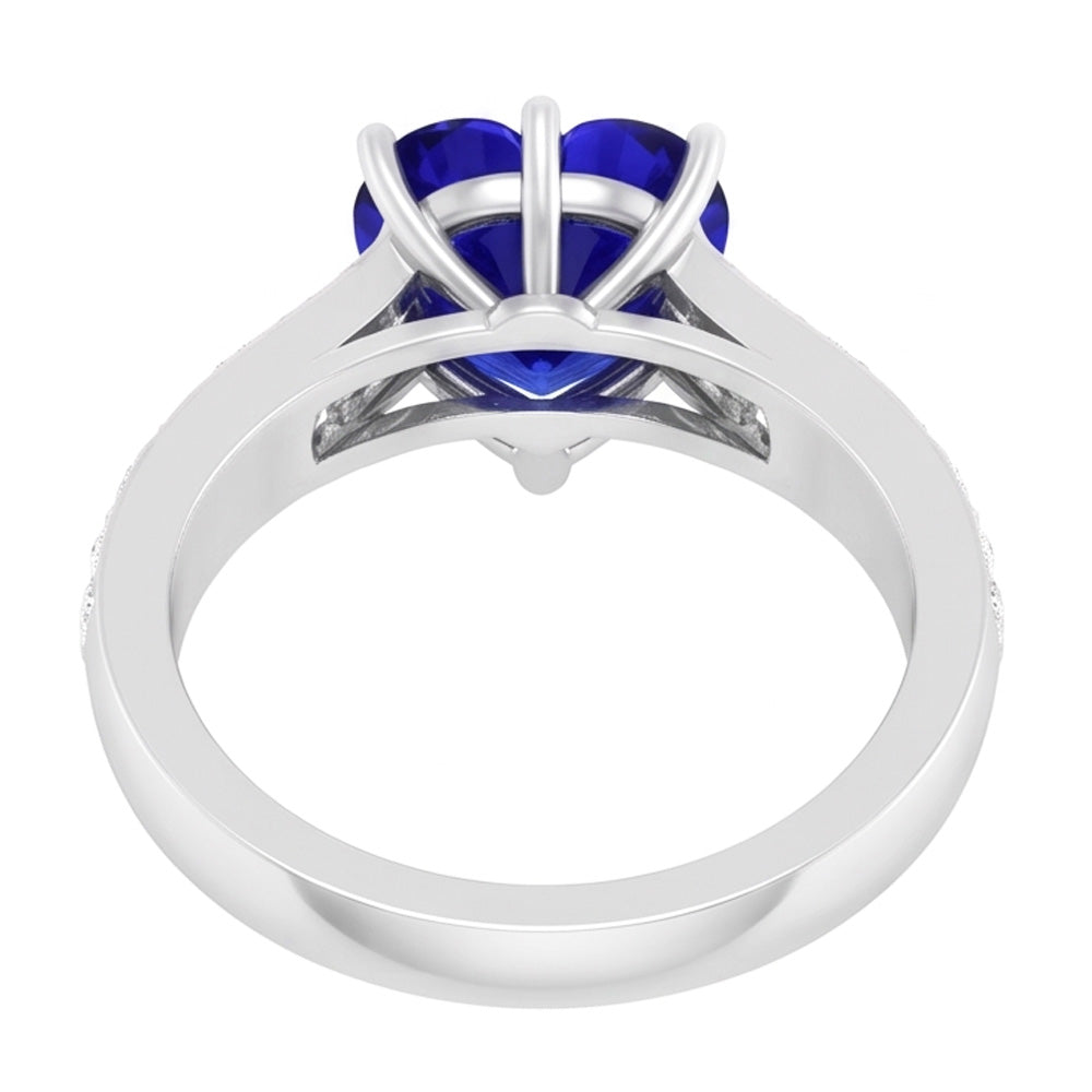 Anello di fidanzamento con cuore in zaffiro blu gioielli con pietre preziose Oro 4.50 carati