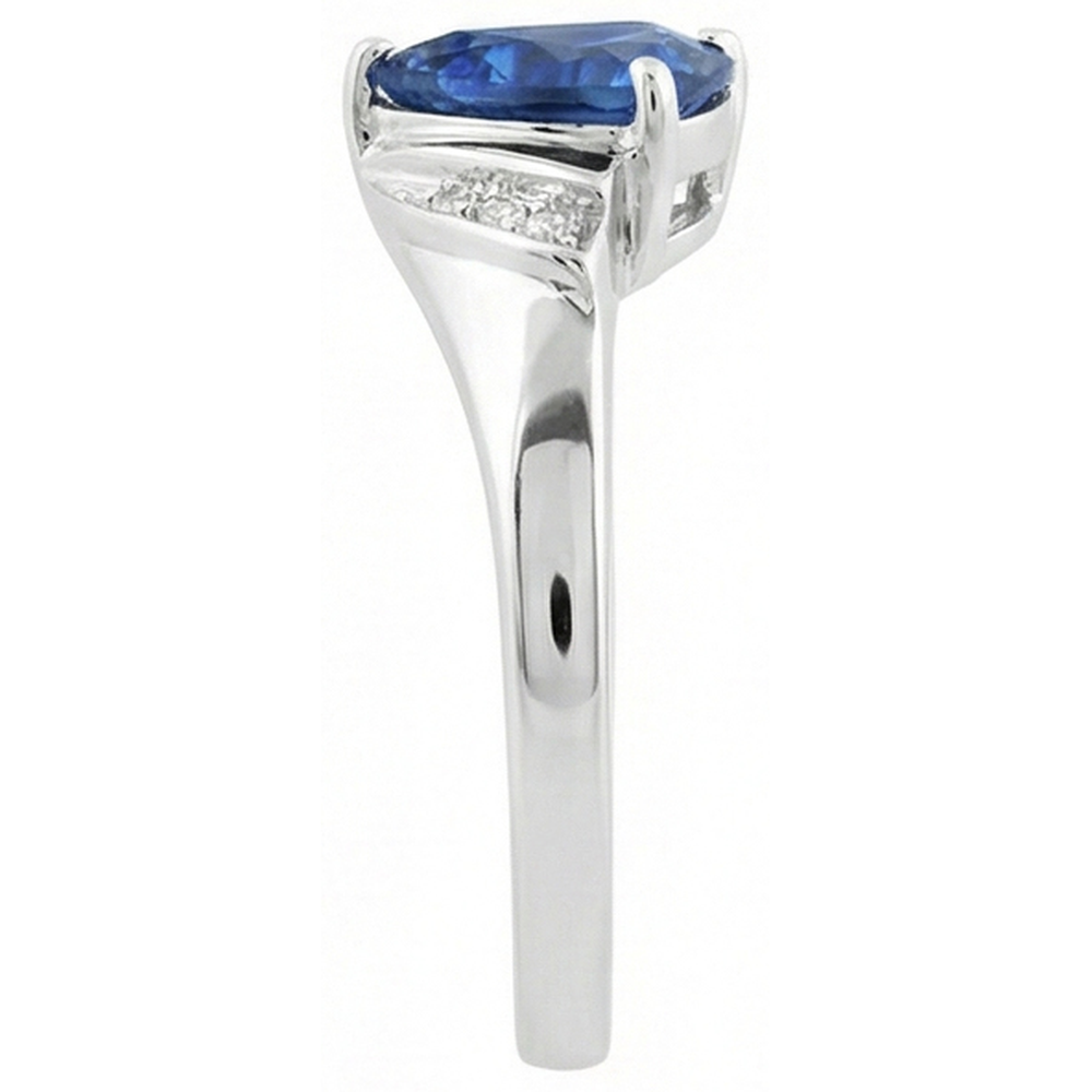 Anello di fidanzamento con diamante Trilioni di zaffiro blu profondo 1.75 carati