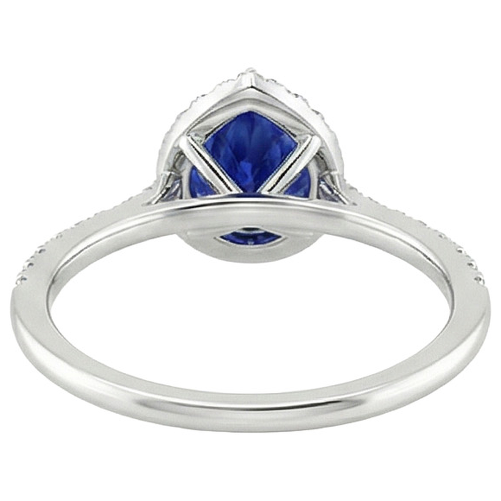 Anello di fidanzamento con diamante a goccia stile pera zaffiro blu 6.20 carati