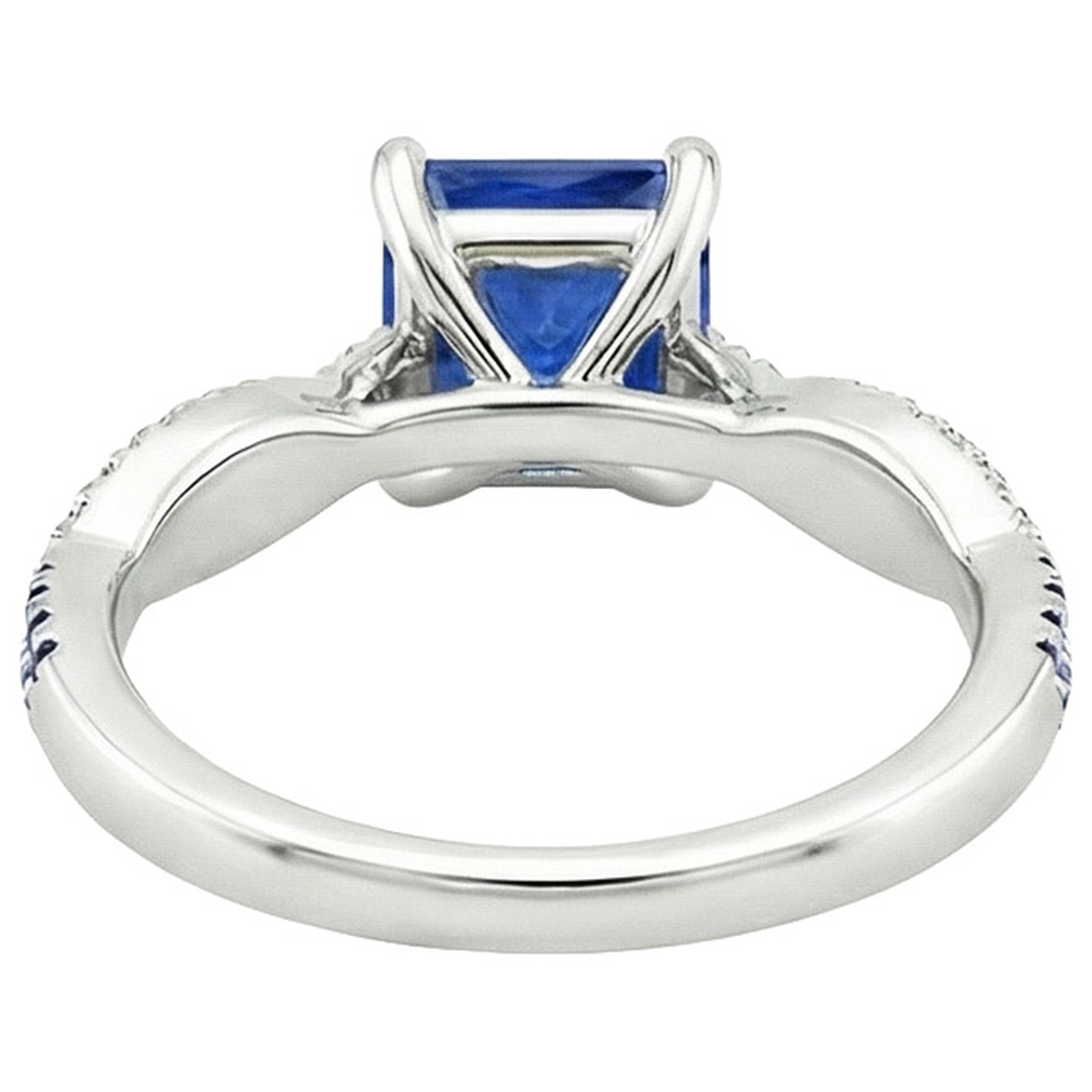 Anello di fidanzamento con diamante fantasia Zaffiri blu di Ceylon Oro 3.45 carati