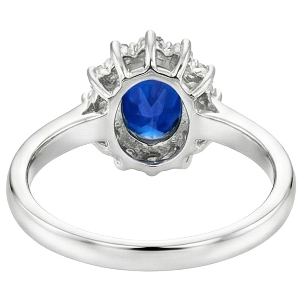 Anello di fidanzamento con diamante ovale. zaffiro dello Sri Lanka. 4 carati. da donna