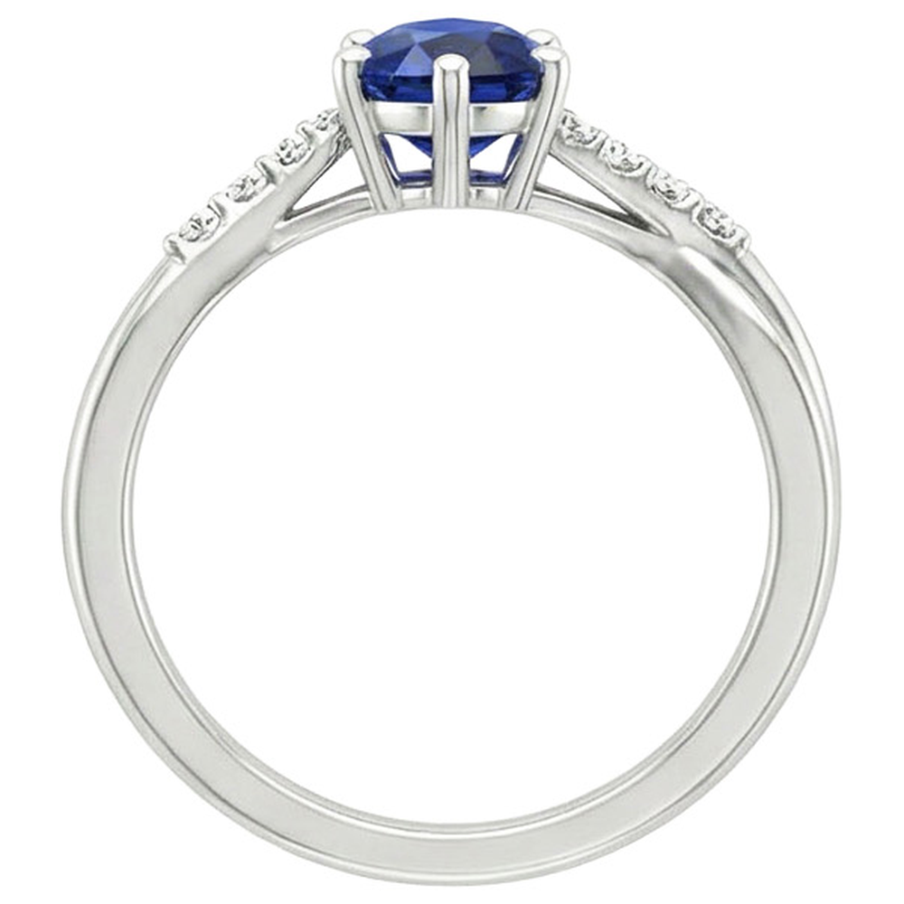 Anello di fidanzamento con diamante scintillante e zaffiro blu pera 4.50 carati