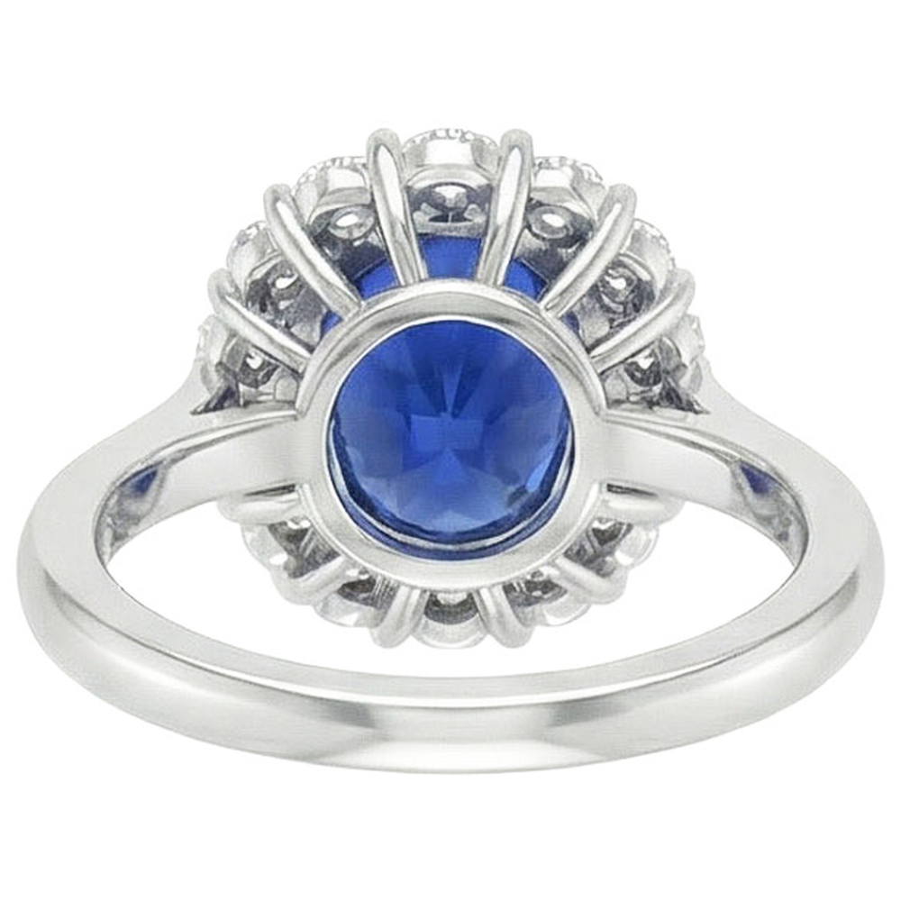 Anello di fidanzamento con diamante zaffiro blu Pietra preziosa di Ceylon ovale 9.25 carati