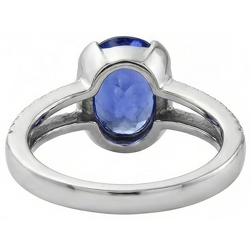 Anello di fidanzamento con diamanti tanzanite ovale da 7 carati in oro bianco 14K
