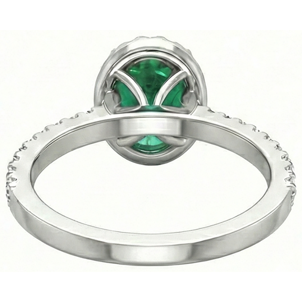 Anello di fidanzamento con smeraldo verde ovale da 4,30 ct e diamante