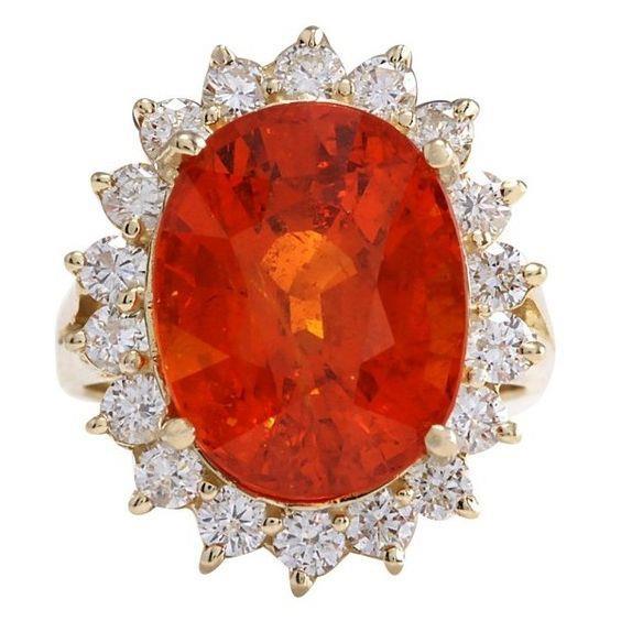 Anello di fidanzamento in oro 14 carati con granato a taglio brillante e diamanti 14 ct - harrychadent.it