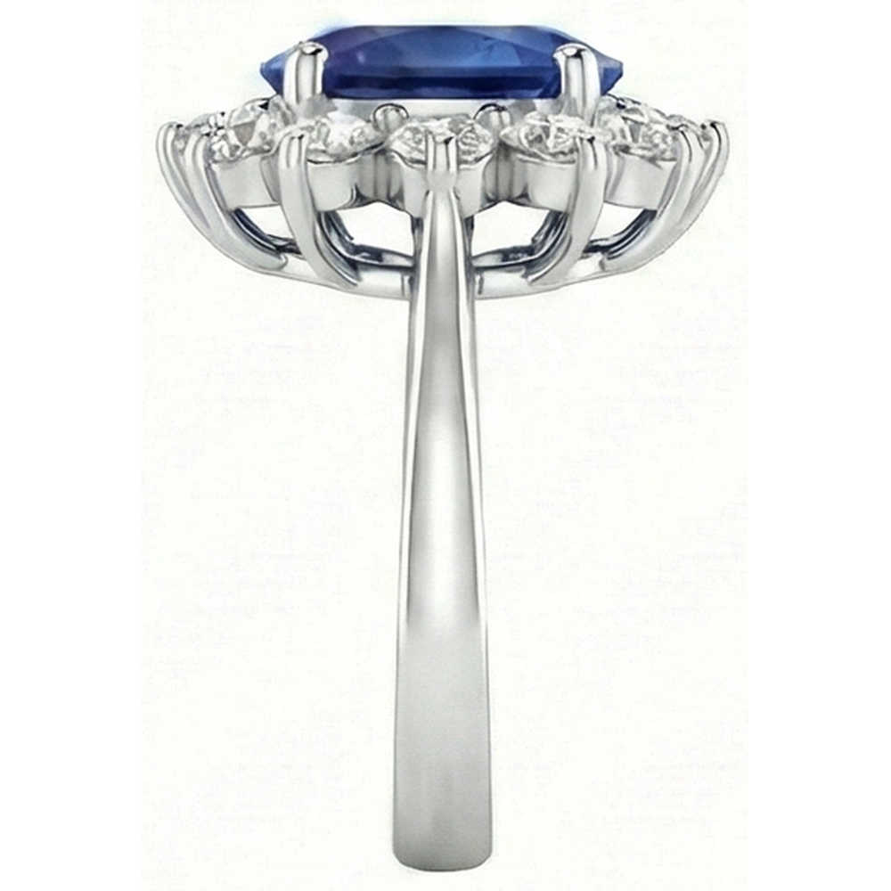 Anello di fidanzamento in oro bianco 14K con diamante zaffiro di Ceylon da 3.70 carati