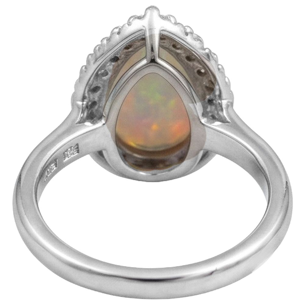 Anello di fidanzamento in oro bianco 14K con opale e diamanti 11.25 carati Novità
