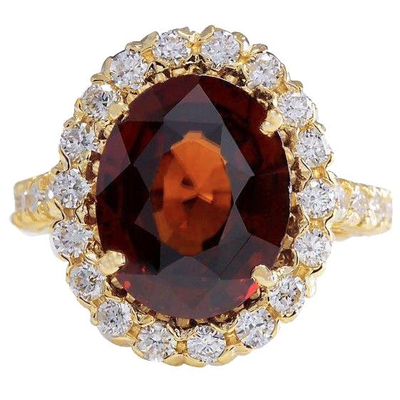 Anello di fidanzamento in oro giallo 14 kt con granato da 11.25 ct con diamanti - harrychadent.it