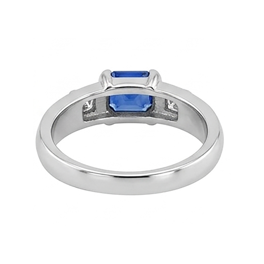 Anello di fidanzamento solitario con zaffiro blu intenso da 1 carati con oro bianco 14K