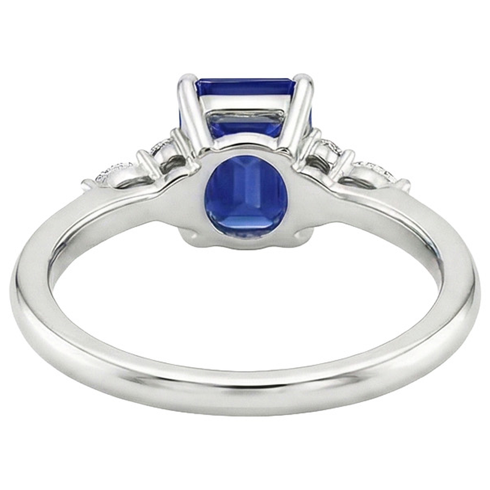 Anello di fidanzamento stile floreale blu smeraldo zaffiro e diamante 4 carati