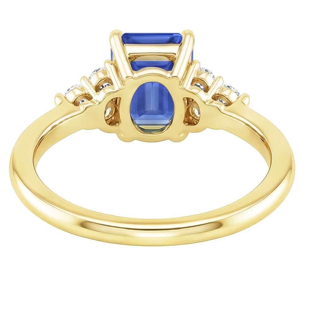 Anello di fidanzamento stile floreale con zaffiro blu e diamante 3.50 carati