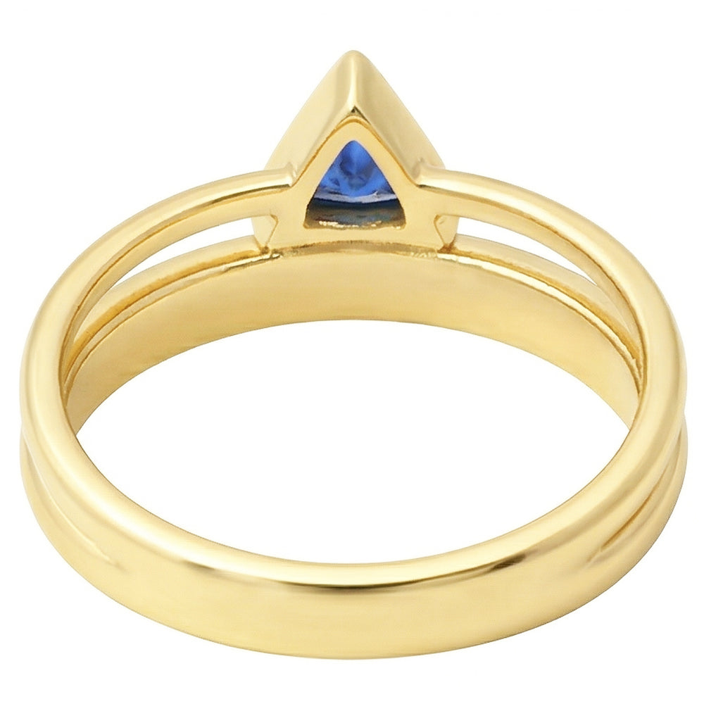 Anello di pietre preziose Trilioni di castoni incastonati Zaffiro blu 1 carato di diamanti in oro