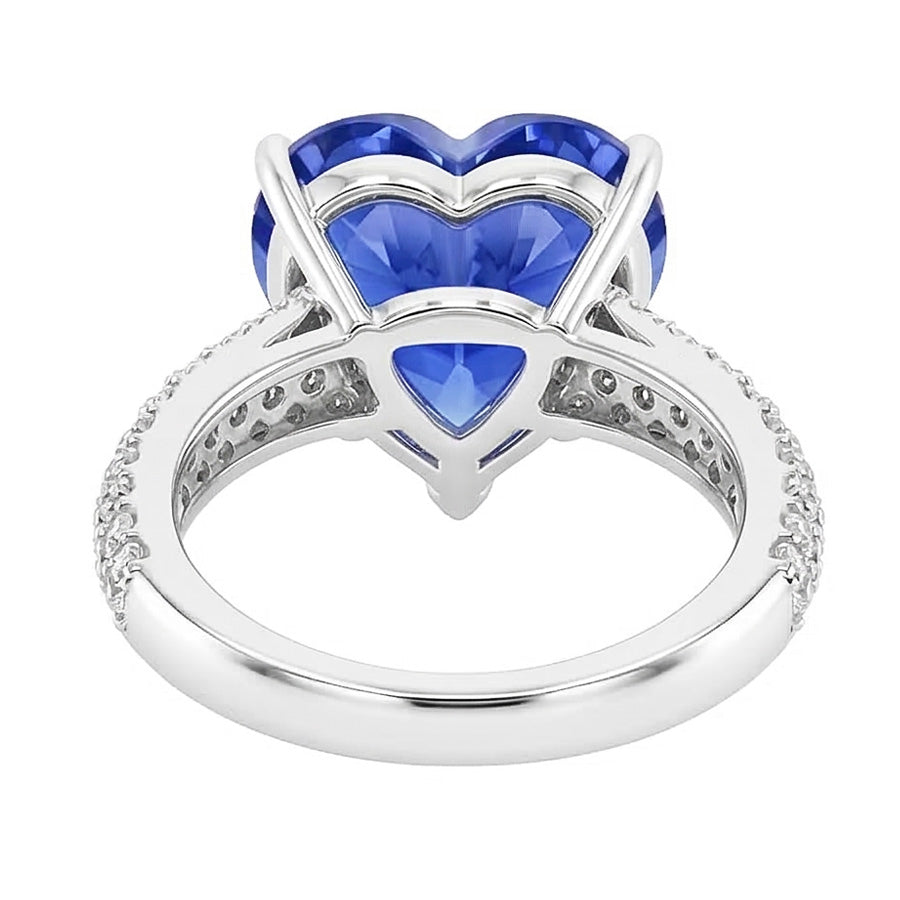 Anello di pietre preziose con zaffiro di Ceylon a forma di cuore di anniversario di diamante 4.50 carati