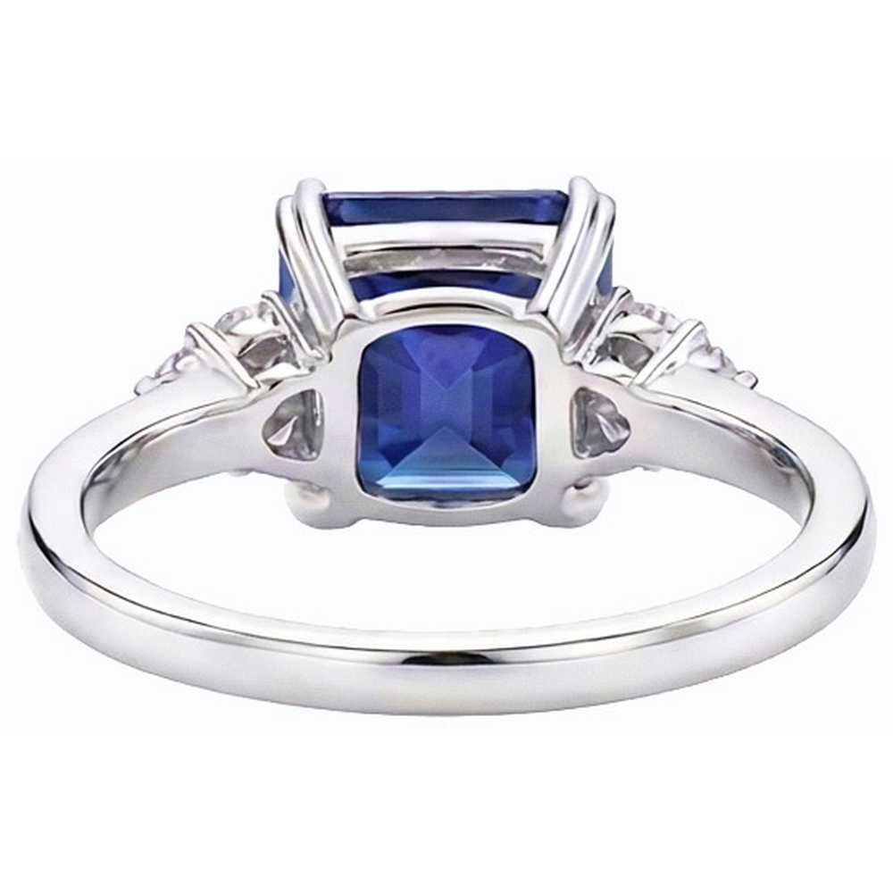 Anello di smeraldo con diamante blu intenso con zaffiro 3 carati in oro 14K