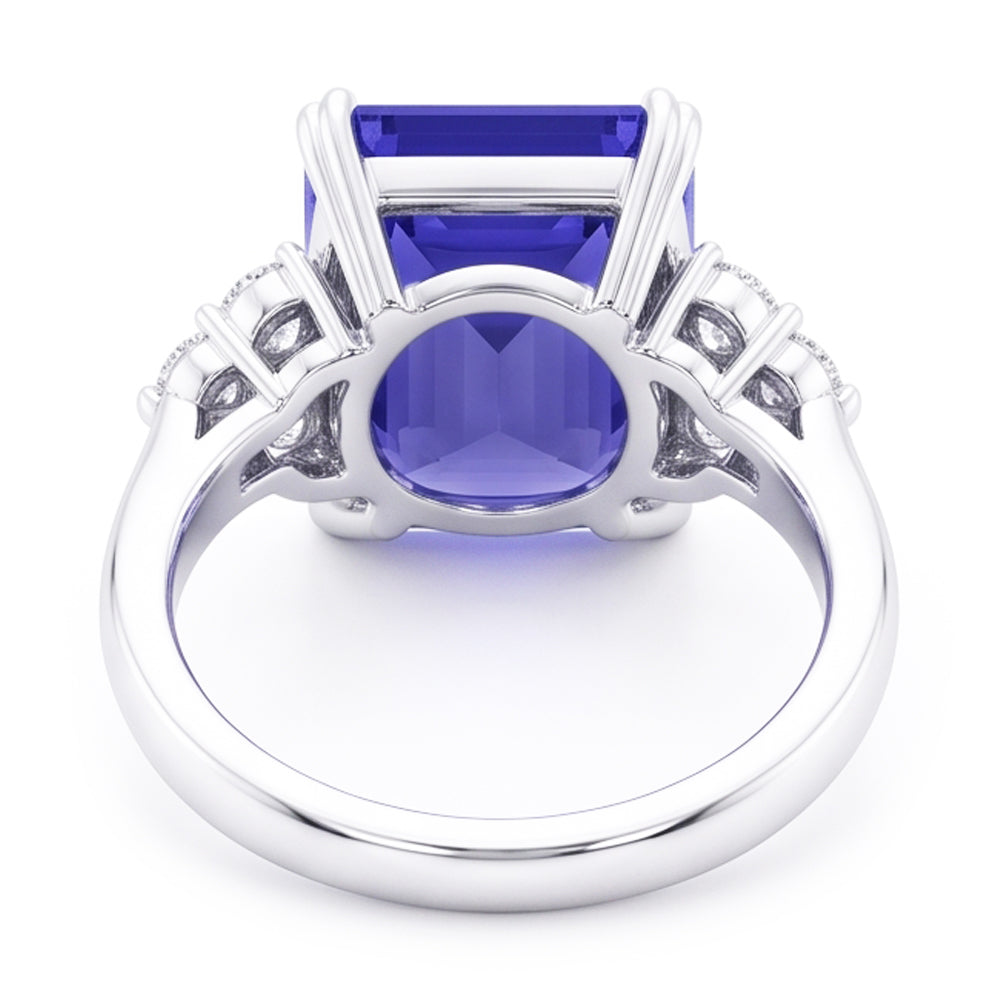 Anello di smeraldo con diamante blu intenso con zaffiro 3 carati in oro 14K