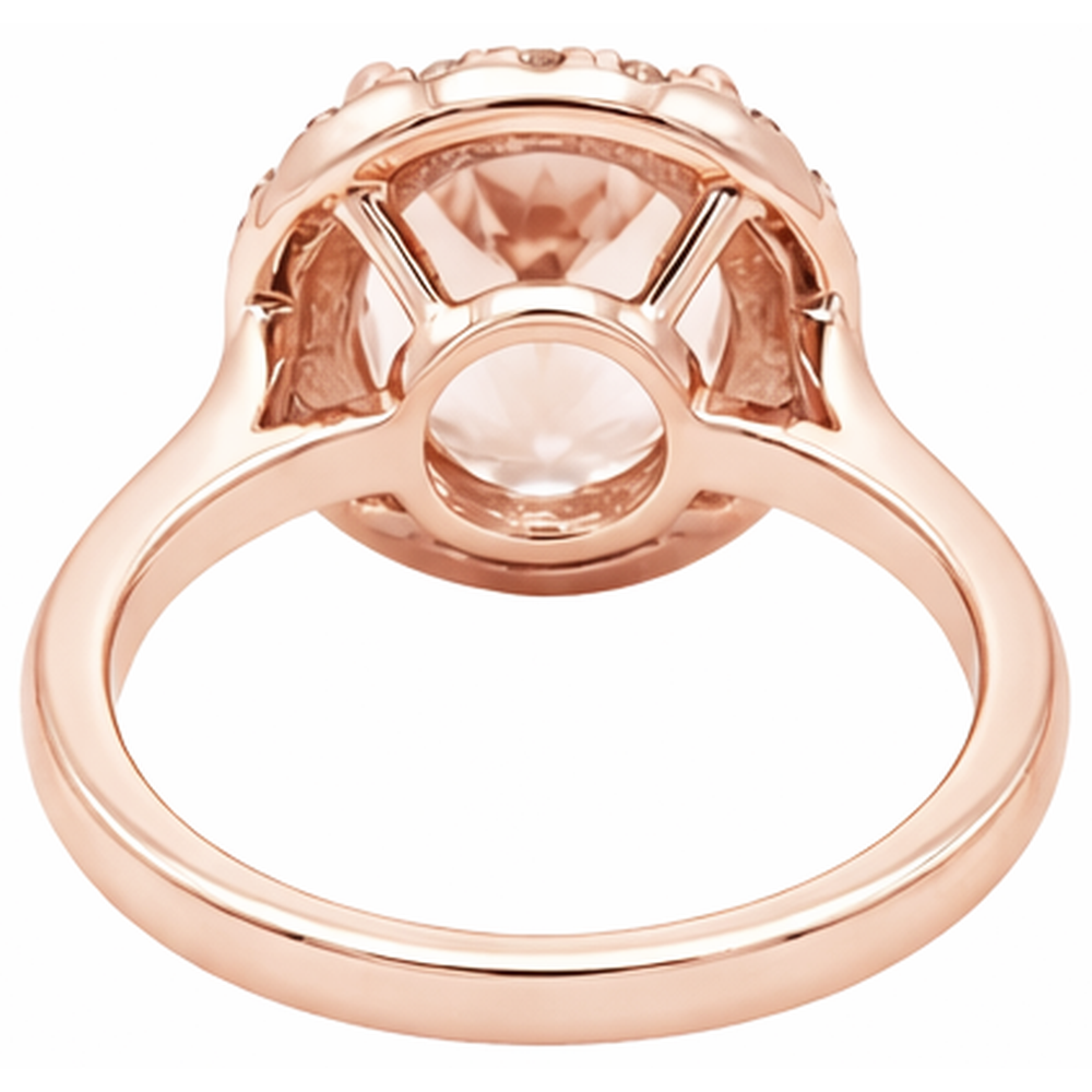 Anello fantasia in morganite da 8.10 ct con diamanti in oro rosa 14K