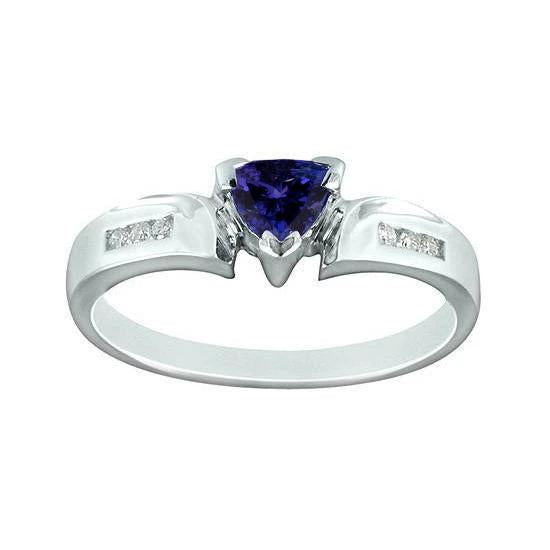 Anello fantasia in oro bianco 14 carati con diamanti tanzanite AAA da 1.75 carati trilioni - harrychadent.it