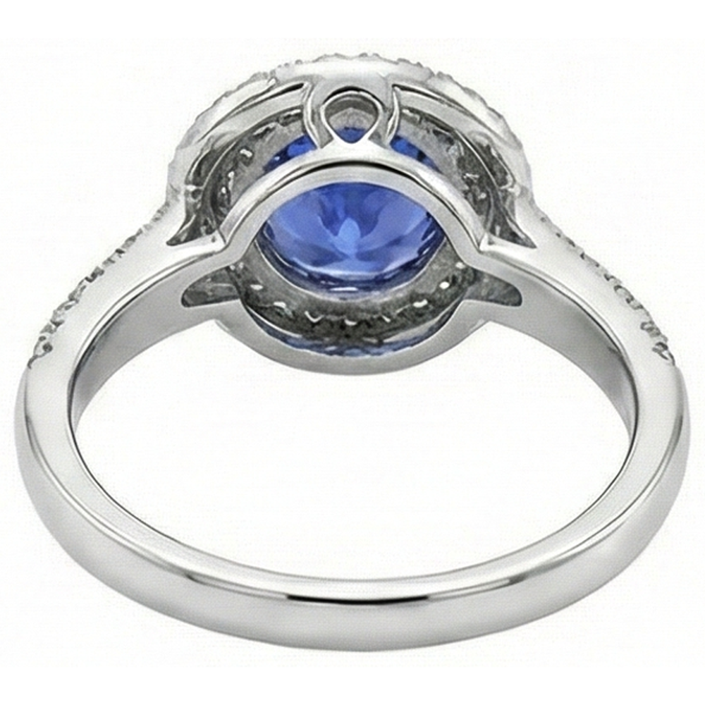 Anello fantasia rotondo con diamanti naturali in vera tanzanite 2.65 carati