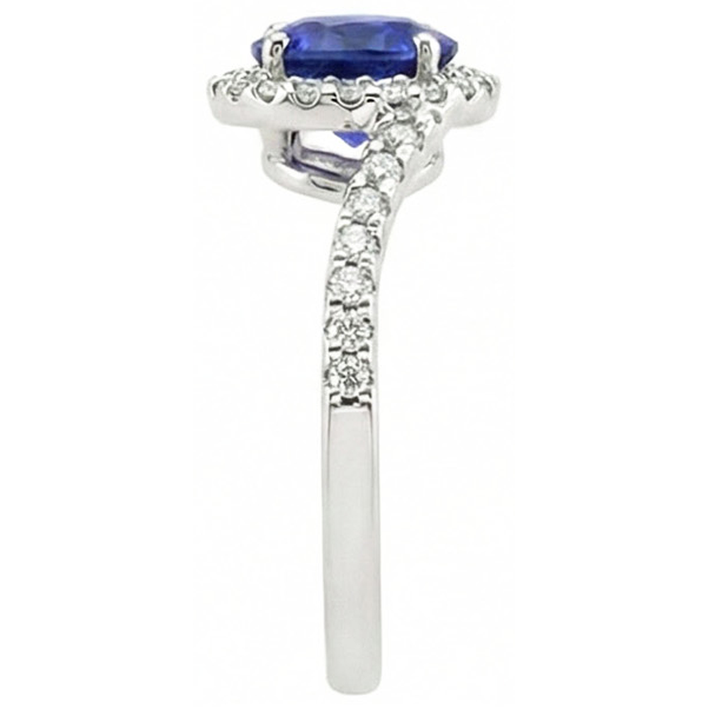 Anello impilabile con zaffiro dello Sri Lanka da 2,50 carati e diamanti in oro bianco 14K