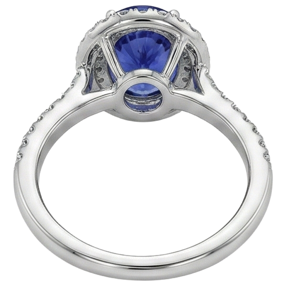 Anello in oro bianco 14 carati 7.25 carati con tanzanite e diamanti