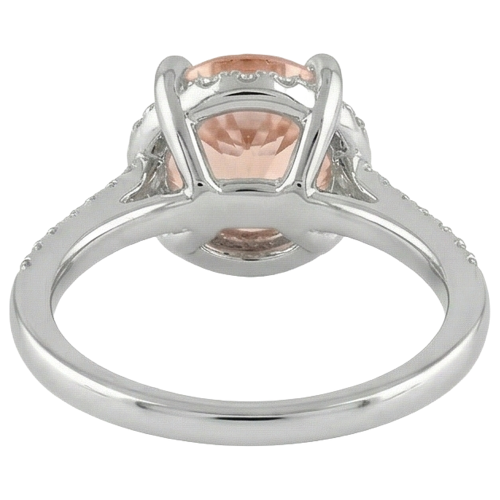 Anello in oro bianco 14 carati con Morganite e diamanti da 9.75 carati
