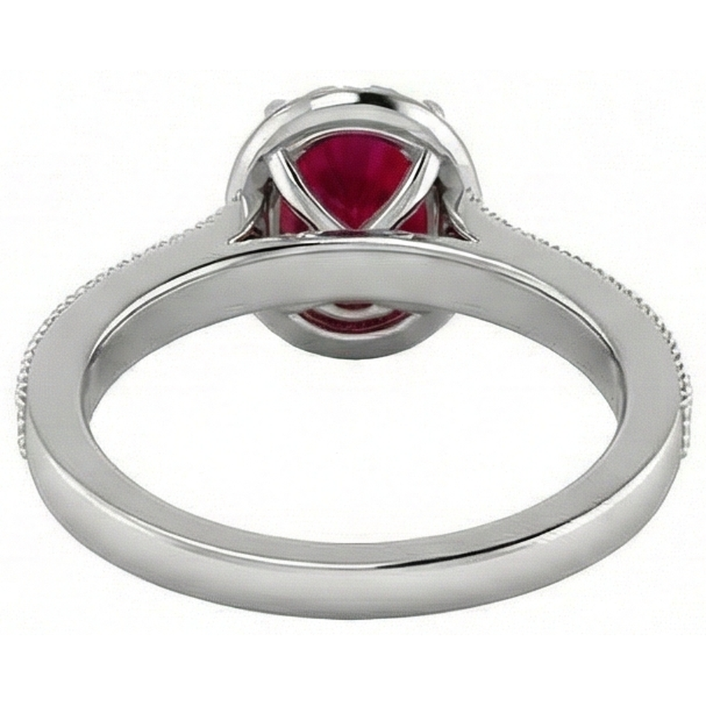 Anello in oro bianco 14 carati con rubino rosso da 4.60 carati con diamanti