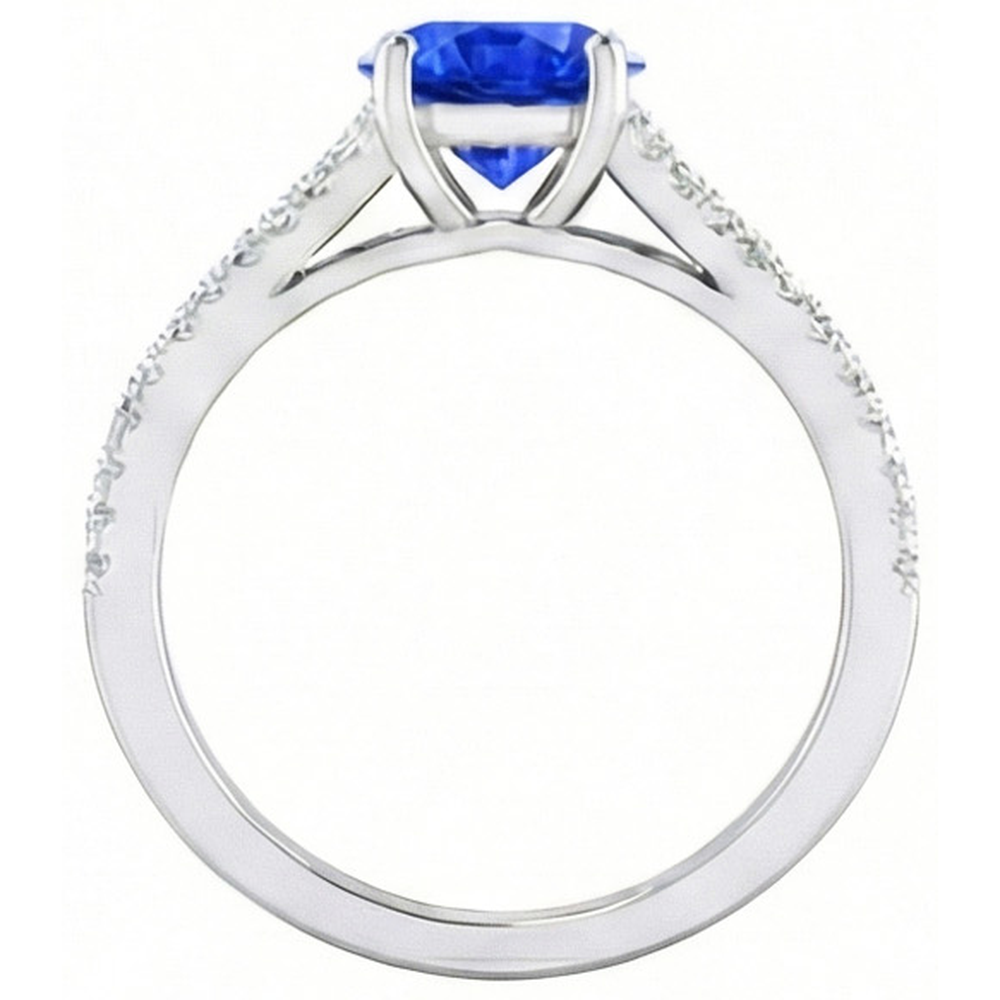vero round diamante 3.20carati anello vista di profilo