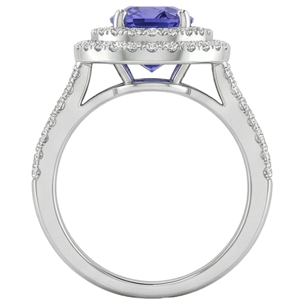 vero round tanzanite 5.25carati anello con accenti diamanti