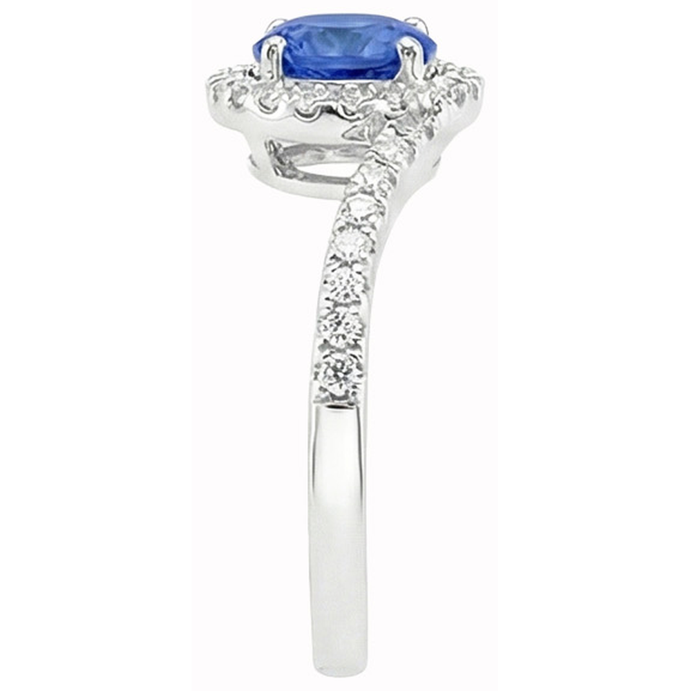 Anello in oro bianco 14K con diamanti blu zaffiro dello Sri Lanka 5.60 carati