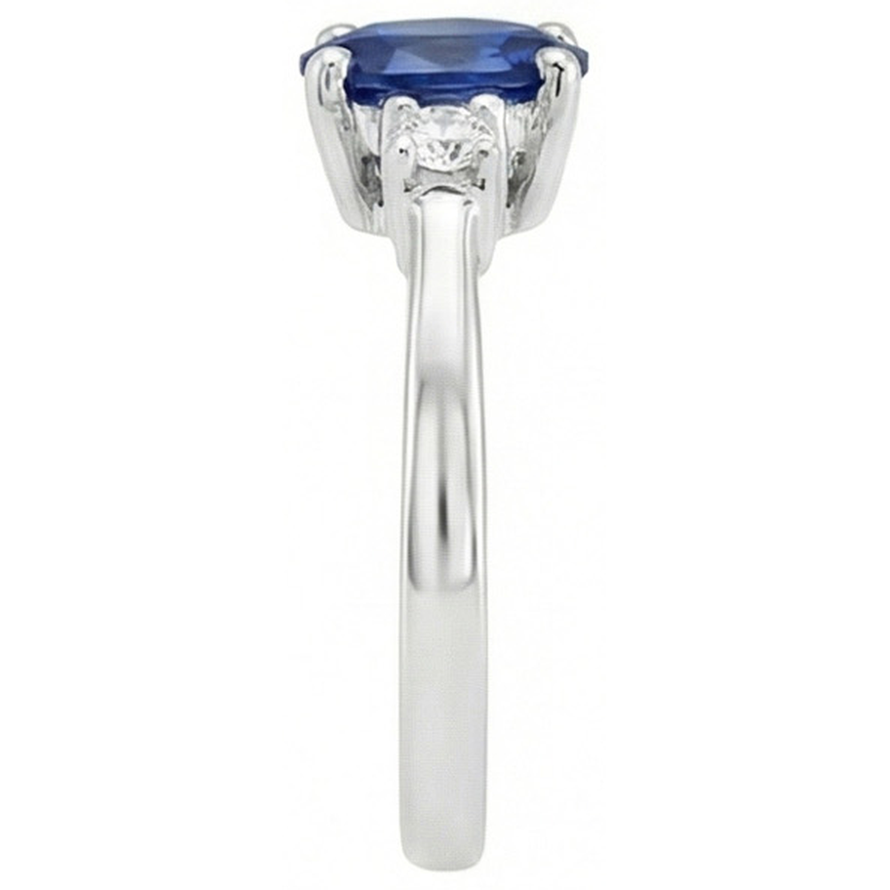 Anello in oro bianco 14K con diamanti e zaffiro di Ceylon da 1,70 carati