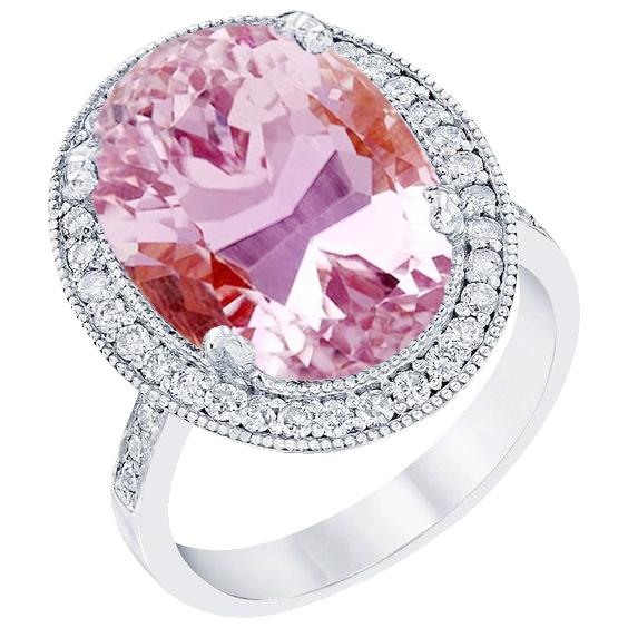 Anello in oro bianco 14 kt con kunzite rosa e diamanti da 22.34 ct - harrychadent.it