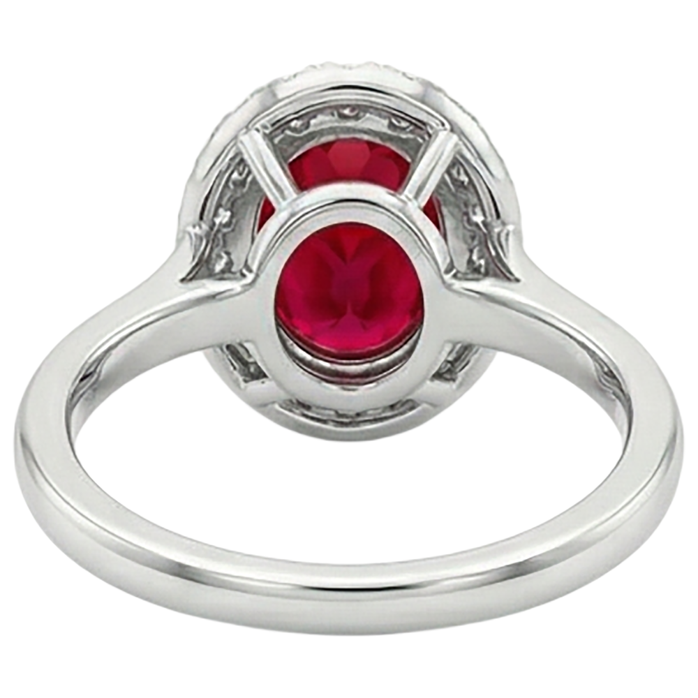 Anello in oro bianco 14K con rubino rosso con diamanti da 3,75 ct Novità