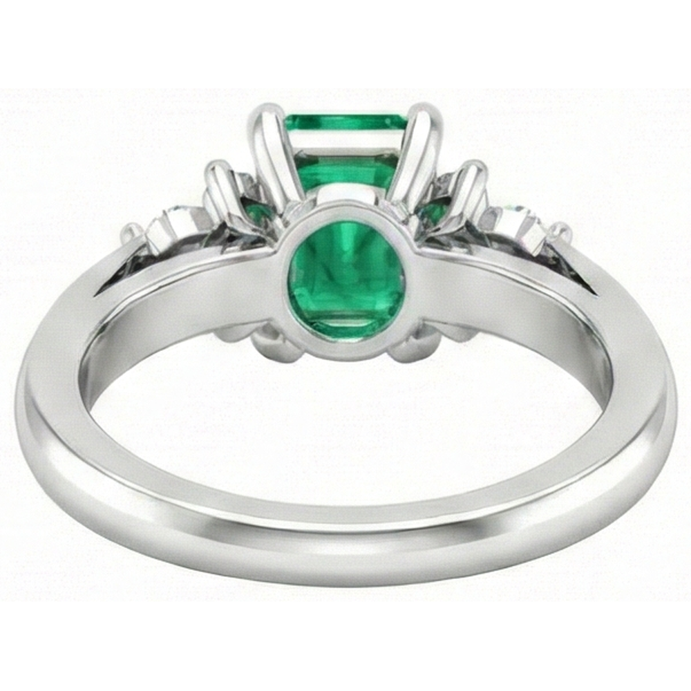 Anello in oro bianco 14K con smeraldo verde da 8,90 carati con diamanti bianchi